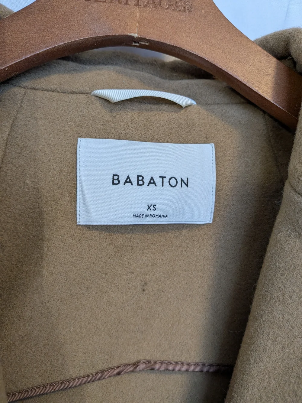 Babaton Aritzia Stedman Virgin Wool Coat - Camel - Size XS